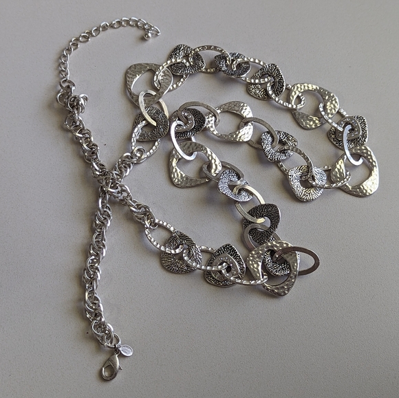 Chico's Vintage Silver Tone Chunky Mixed Link Rhinestone Accent Belt - Picture 3 of 12